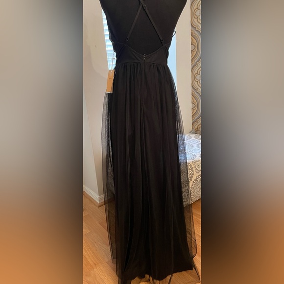 Black Sequin Wrap Dress with V-Neck - Picture 5 of 5